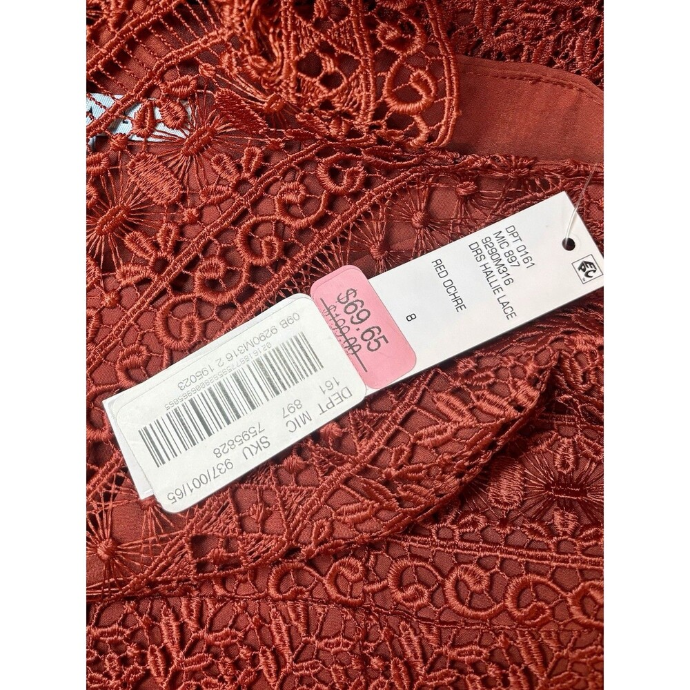 Antonio Melani Red Wine Lace Midi Dress NWT Size 8 Cocktail Party - Picture 5 of 7